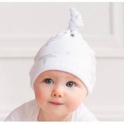 2 Bonnets de naissance (motifs animaux et uni blanc) 