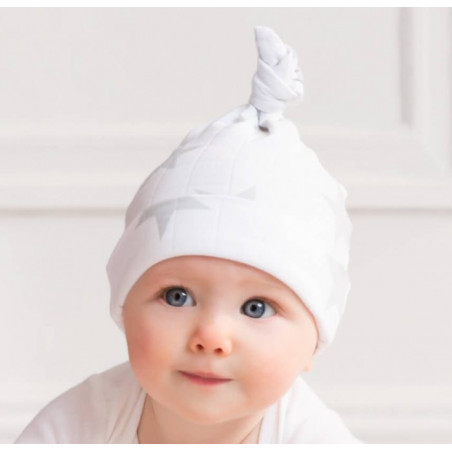 2 Bonnets de naissance (motifs Confetti et uni blanc)
