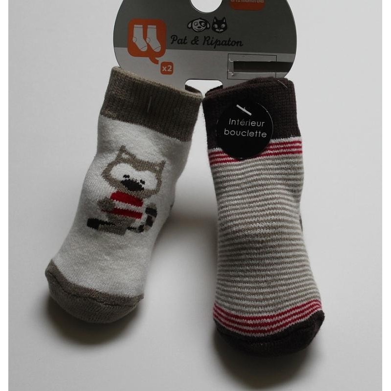 2 paires de chaussettes &#039;Pat et Ripaton&#039; 0-6 mois