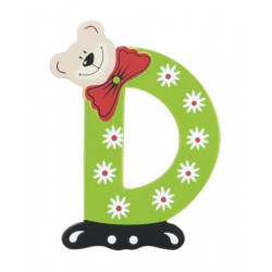Lettre Ourson D en bois 