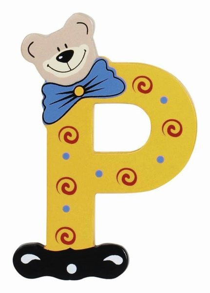 Lettre Ourson P en bois