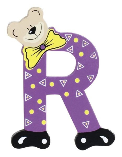 Lettre Ourson R en bois
