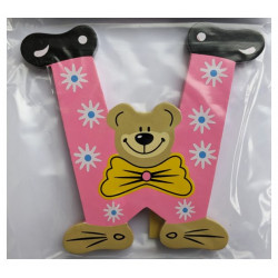 Lettre Ourson W en bois 