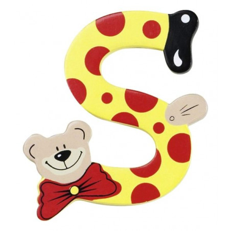 Lettre Ourson S en bois