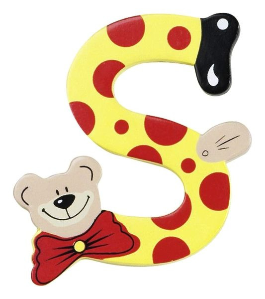 Lettre Ourson S en bois