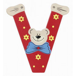 Lettre Ourson V en bois 