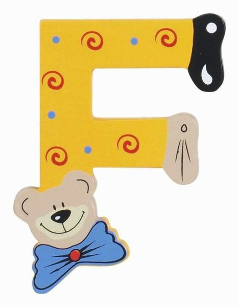 Lettre Ourson F en bois