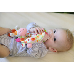 Doudou plat Anémone La Vache avec jouet de dentition 