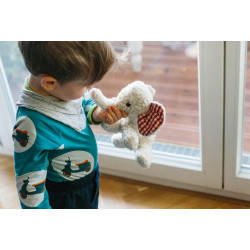 Eléphant peluche en laine vierge et coton bio 