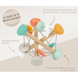 Hochet d'activité en bois avec élastiques 