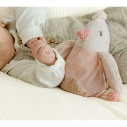 Doudou Bouillotte Oiseau Rose 