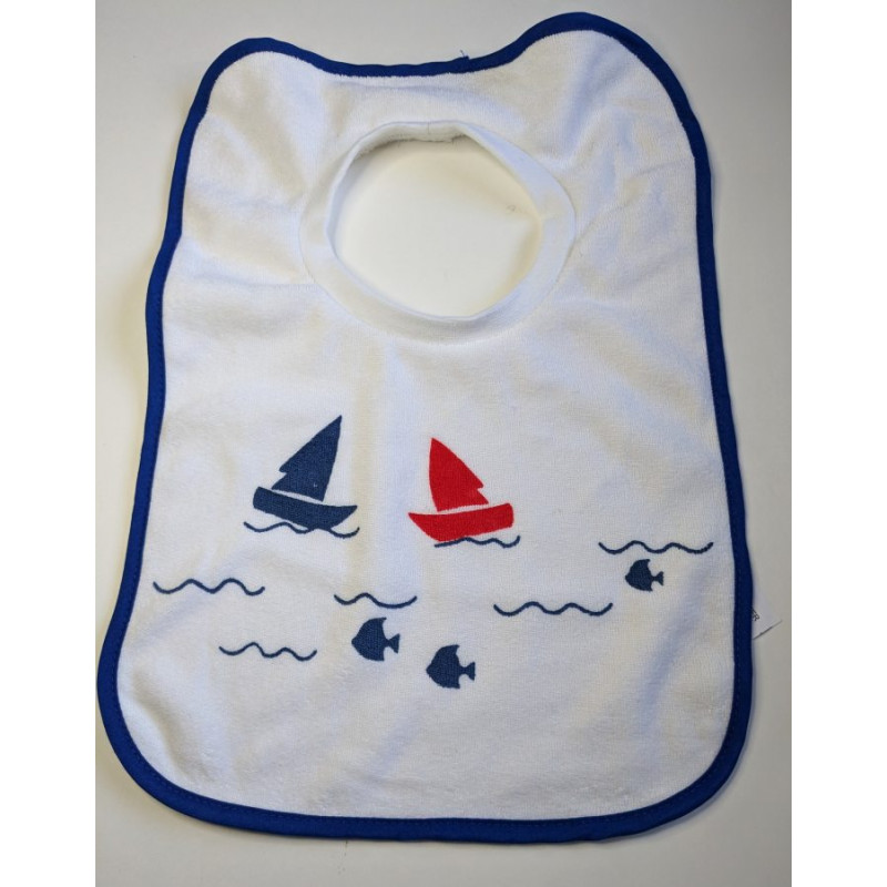 Bavoir blanc motif Bateaux Bavoir blanc motif Bateaux