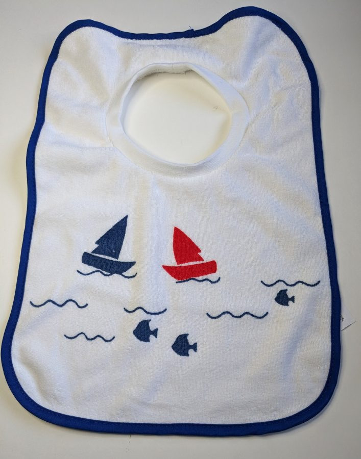 Bavoir blanc motif Bateaux