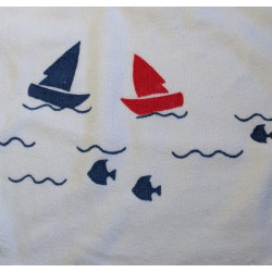 Bavoir blanc motif Bateaux 