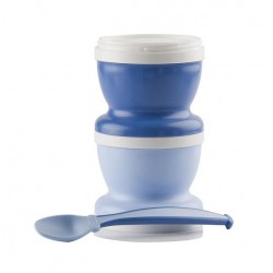 Petits pots avec cuillère en bleu