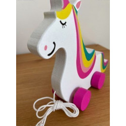 Licorne en bois à tirer 
