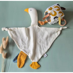 Doudou plat Oie en coton 