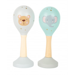 2 Maracas en bois pour bébé 