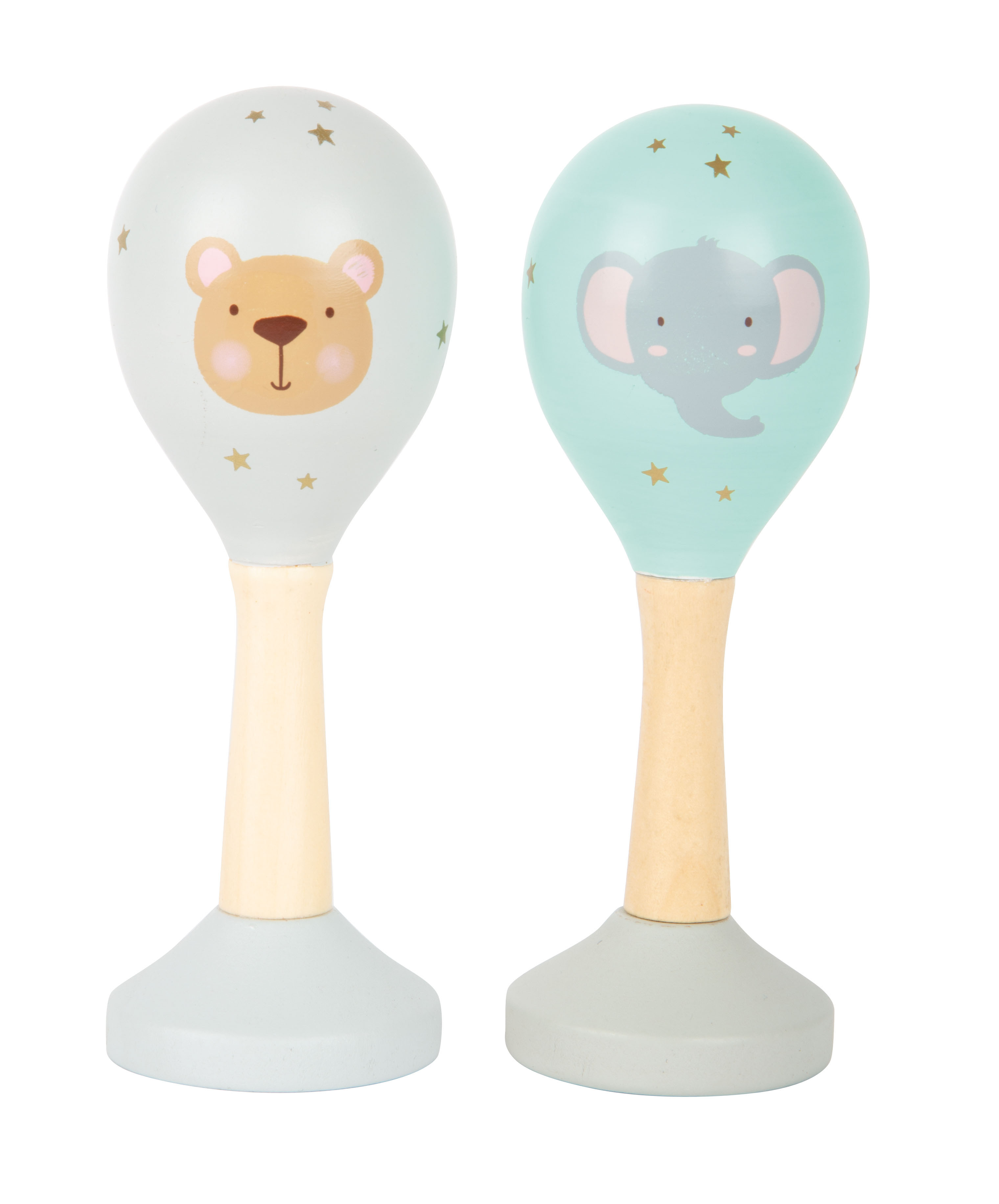 2 Maracas en bois pour bébé