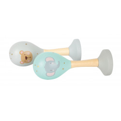 2 Maracas en bois pour bébé 