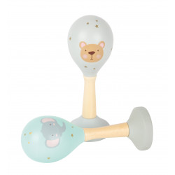 2 Maracas en bois pour bébé 