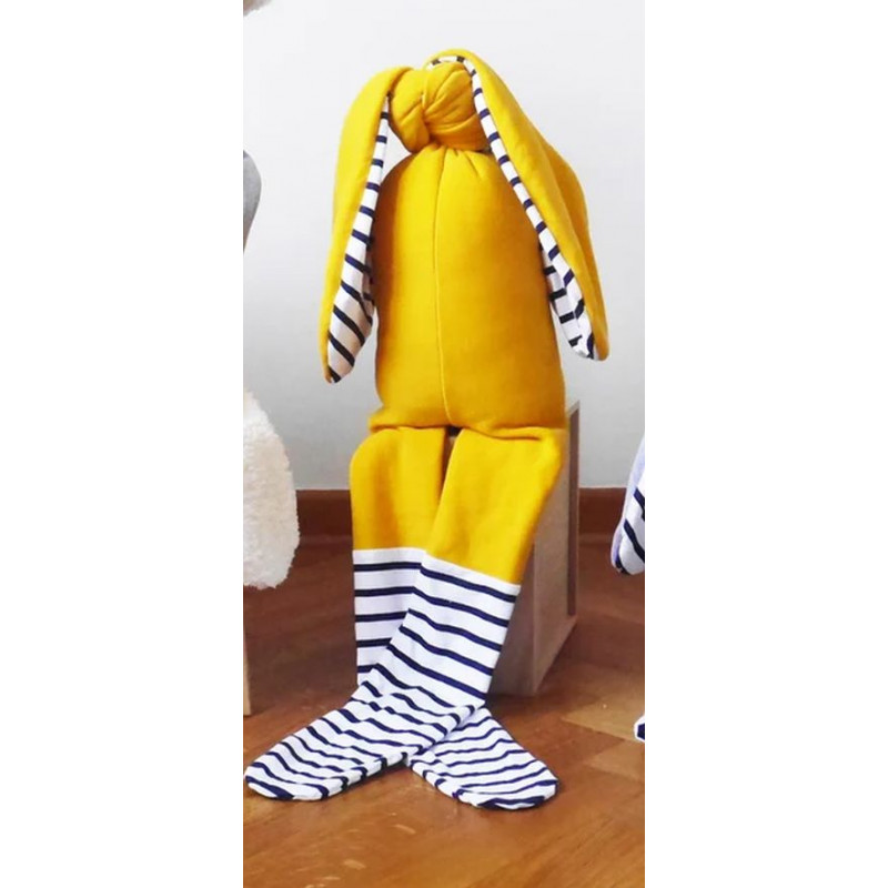 Peluche Gros Lapin jaune avec des rayures Rosso Jaune