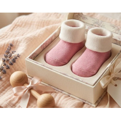 Paire de chaussettes 'Naissance' rose 