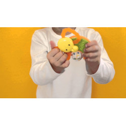 Hochet éléphant orange, vert et jaune 