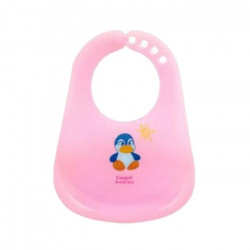 Bavoir souple pingouin rose 