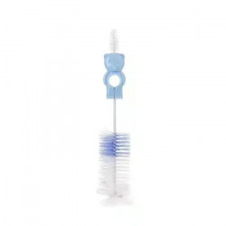 Goupillon bleu '2 en 1' pour biberons et tétines 