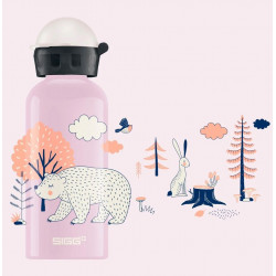Gourde rose "Ours, Lapin" 400 ml 