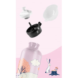 Gourde rose "Ours, Lapin" 400 ml 