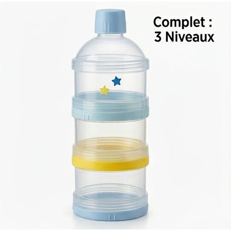 3 Boites doseuses de lait empilables-Bleu