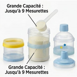 3 Boites doseuses de lait empilables-Bleu 