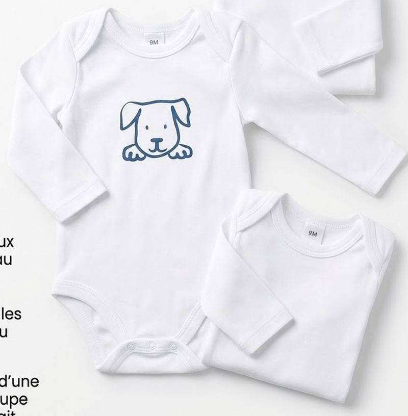 2 Bodys blancs en coton 9 mois