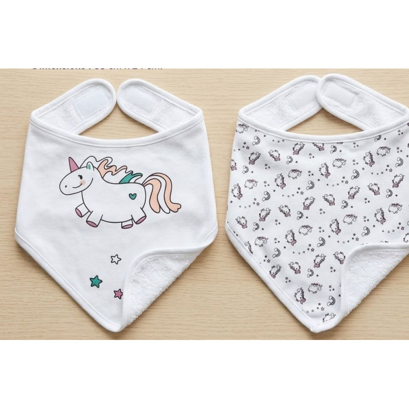 2 Bavoirs Bandana "Licorne"