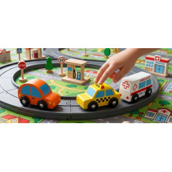 Set de 3 mini voitures en bois 