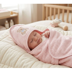 Cape de bain rose tendre