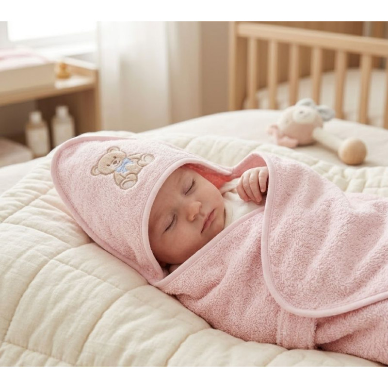 Cape de bain rose tendre