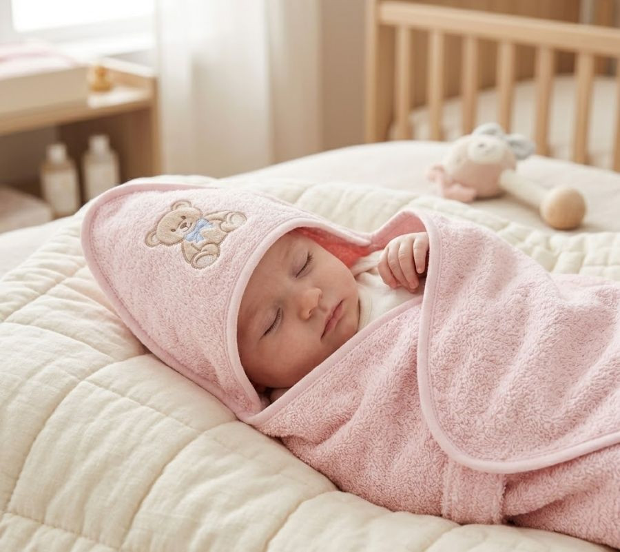 Cape de bain rose tendre