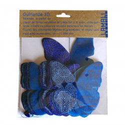 Guirlande "Papillons Doubles Bleus Notes" 3 D 