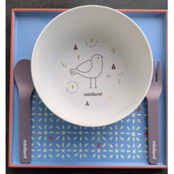 Coffret repas 5 pièces "Oiseaux" Matériaux 100 % origine naturelle 