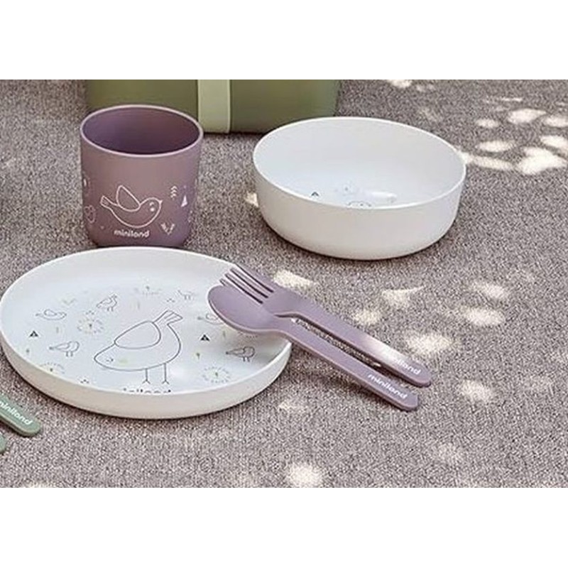 Coffret repas 5 pièces "Oiseaux" Matériaux 100 % origine naturelle