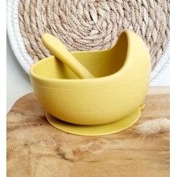 Set repas en silicone, bol, bavoirs, cuillère 