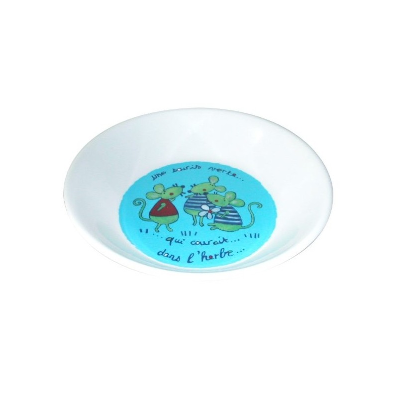 Assiette en mélanine 'Une souris verte....' Assiette en mélanine 'Une souris verte....'