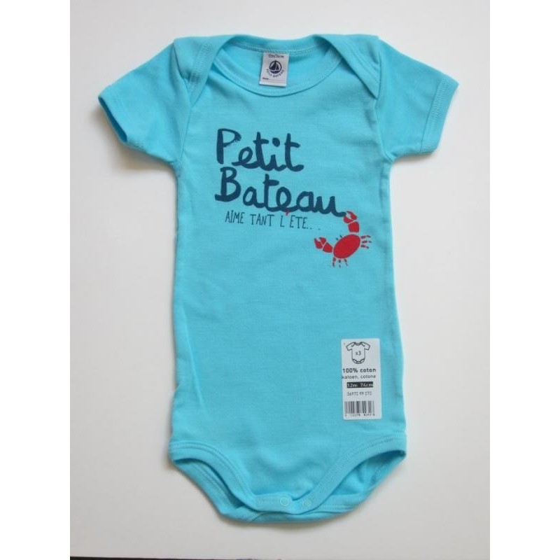 Body bleu Petit Bateau aime tant l'été Body bleu Petit Bateau aime tant l'été