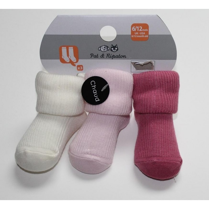 3 paires de chaussettes &#039;Pat et Ripaton&#039; 0-6 mois