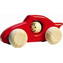 Voiture de course en bois rouge