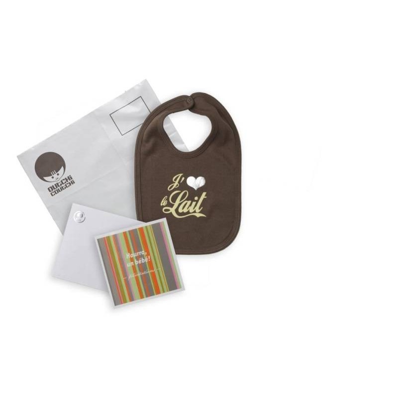 Kit de félicitations avec bavoir 'J'aime le lait' Kit de félicitations avec bavoir 'J'aime le lait'