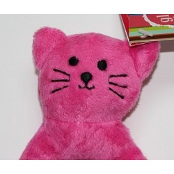 Hochet anneau chat en velours rose 